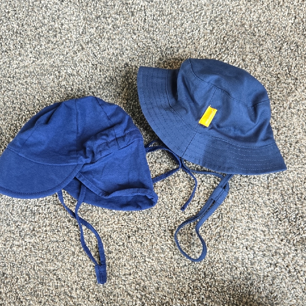 Kids Navy Sun Hat with Chin Strap - Unbranded